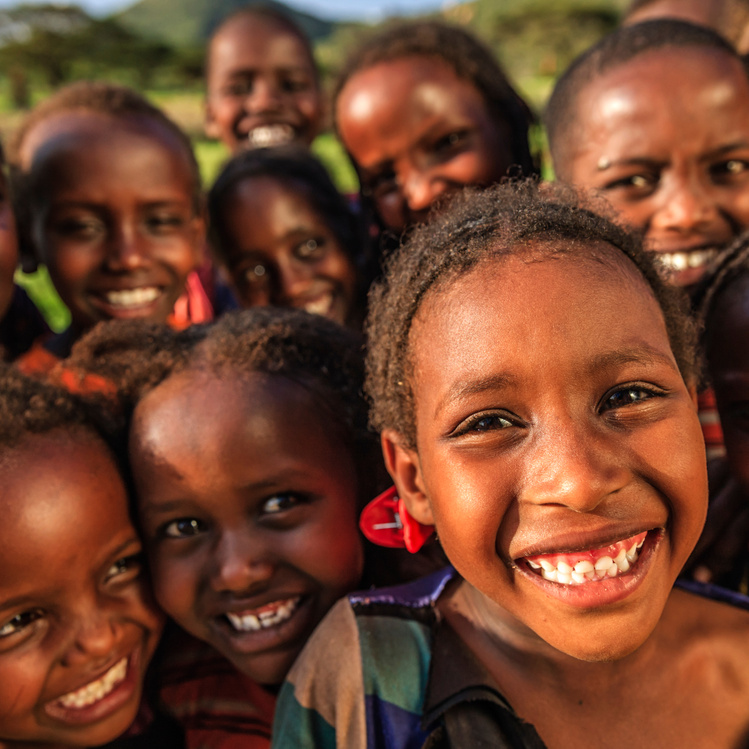 Group of happy African children, East Africa